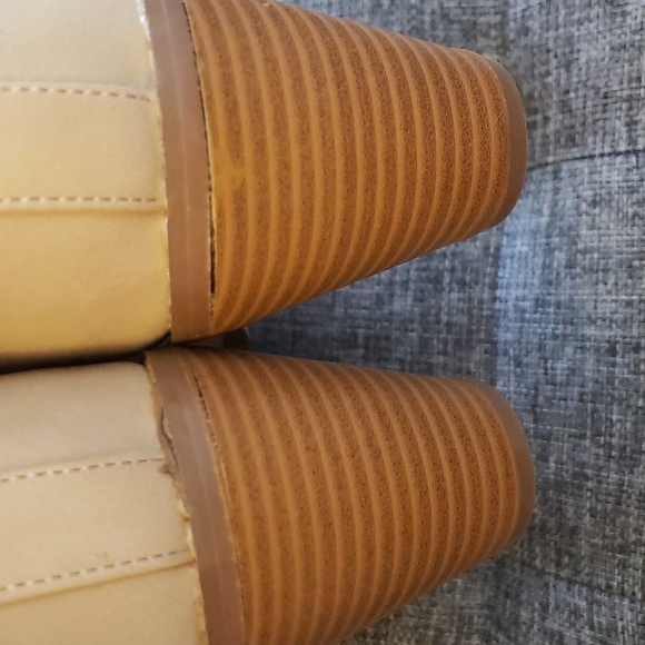 Coutgo Cut Out Chunky Block Heel Faux Suede Side Zipper Ankle Boots Tan Size 10 - Picture 7 of 10